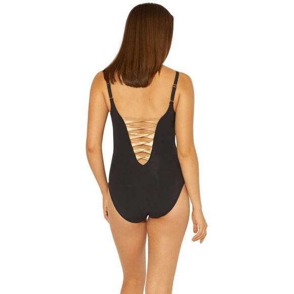 Bleu Rod Beattie Twister High Neck Cut Out One Piece Swimsuit Size 14 MWT - Picture 1 of 12